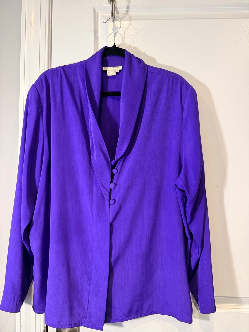 Women's Purple Shawl-Collar Button Front Blazer